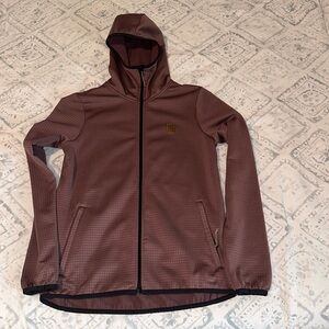 Topo Design Zip Up. Dusty Brick color. Size small.